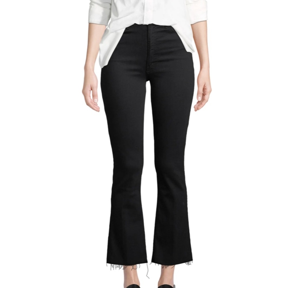 Mother Denim | Hustler Ankle Fray Black Jeans